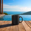 Luxury Poolside Relaxation Morning Coffee with Ocean View Royalty Free Stock Photo