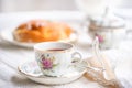 Luxury porcelain tea set with a cup, teapot, sugar bowl Royalty Free Stock Photo