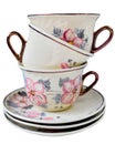 Luxury porcelain vintage tea cups with beautiful floral design Royalty Free Stock Photo