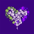 Luxury precious crystal heart green and lilac. Abstract precious crystal heart