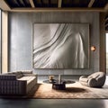 Luxury premium living room, minimalistic interior in gray tones. Generative AI