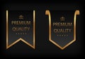 Luxury, premium quality label with golden frame, stars and crown. Premium, exclusive, vip badge on certificate, royal award. Royalty Free Stock Photo