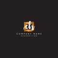 EH initial handwritten logo vector in the gold square Royalty Free Stock Photo