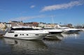 Luxury private speed boats in Helsinki harbor Royalty Free Stock Photo