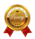 Luxury product sign. Golden medal. Quality award badge