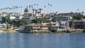 Luxury property, beachfront real estate on pacific ocean coast, Newport beach harbor, California, USA. Weekend premium seafront Royalty Free Stock Photo