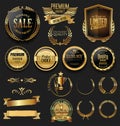 Luxury quality golden badge retro collection Royalty Free Stock Photo