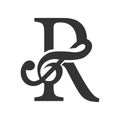 Luxury R Music logo design. Initials R letters logo design. R black color music logo vector icon. R pop, rock monogram icon