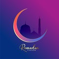 Luxury ramadan kareem background with moon and mosque
