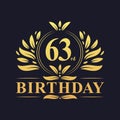 Luxury 63rd Birthday Logo, 63 years celebration Royalty Free Stock Photo