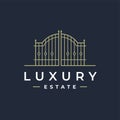 Luxury real estate gate logo icon