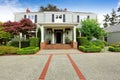 Luxury real estate in Tacoma, WA. Entrance porch with brick trim Royalty Free Stock Photo