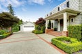 Luxury real estate in Tacoma, WA. Entrance porch with brick trim Royalty Free Stock Photo