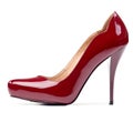 Luxury red female shoe over white Royalty Free Stock Photo