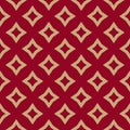 Luxury red and gold vector geometric seamless pattern with rhombuses, diamonds Royalty Free Stock Photo