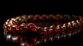 Luxury red ruby bracelet or necklace studio shot black background