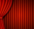 Luxury red velvet curtains, realistic theatrical drapes. Theatre stage background, vector illustration. Royalty Free Stock Photo