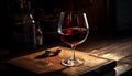 Luxury red wine poured into wineglass indoors generated by AI