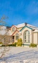 Luxury residential house with front yard in snow Royalty Free Stock Photo