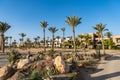 Luxury resort on the beach with palm trees ad stone