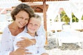 Luxury resort happy family relaxing . Royalty Free Stock Photo