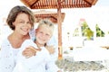 Luxury resort happy family relaxing . Royalty Free Stock Photo