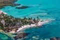 Luxury resort in Mauritius, aerial view taken during helicopter flight Royalty Free Stock Photo