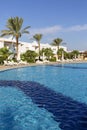 Luxury resort on the Red Sea, hotel and swmming pool, typical Arabic architecture, Sharm el Sheikh, Egypt