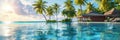 Tropical Resort With Pool and Palm Trees Royalty Free Stock Photo
