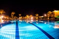 Luxury, resort swimming pool in night Royalty Free Stock Photo