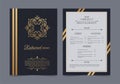 Luxury restaurant menu with logo ornament