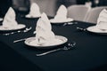 Luxury restaurant table plates and napkin setting Royalty Free Stock Photo