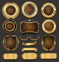 Luxury retro badges gold and silver collection illustration Royalty Free Stock Photo