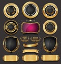 Luxury retro badges gold and silver collection illustration Royalty Free Stock Photo