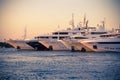 Luxury, rich Yachts moored in a harbor of Porto Cervo Royalty Free Stock Photo