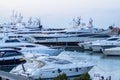 Luxury, rich Yachts moored in a harbor of Porto Cervo Royalty Free Stock Photo