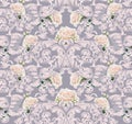 Luxury Rococo ornament background Vector. Rich imperial intricate elements. Victorian Royal style pattern