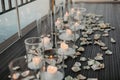 Luxury romantic candlelight dinner in restaurant at the seaside