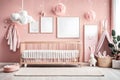 LUXURY ROOM OF SOFT BABY WITH PICTURE POSTER ON WALL GENERATED BY AI TOOL