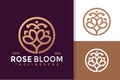 Luxury Rose Bloom Logo Design Vector Template