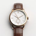 Luxury Rose Gold And Brown Leather Watch Mockup