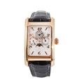 Luxury Rose Gold Watch Isolated on White. Classic Watch with Annual Calendar & Smooth Bezel