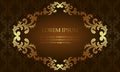 Luxury Royal background, golden antique pattern and seamless damask backdrop, mockup for invitations, cards.Vector illustration.