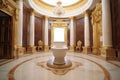 Luxury Royal Toilet Bowl in Palace Hall Center, Gilded Baroque Toilet, Vip Toilet for Vip Persons Royalty Free Stock Photo