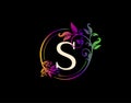 Luxury S Letter Floral Design. Colorful Urban Swirl S Logo Icon