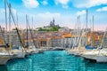 Luxury sailboats docked in old marina of Marseille, France. Royalty Free Stock Photo