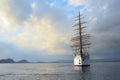 Luxury sailfish Sea Cloud in Navarino bay, Greece Royalty Free Stock Photo