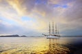 Luxury sailfish Sea Cloud in Navarino bay, Greece Royalty Free Stock Photo