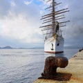 Luxury Sailfish Sea Cloud in Navarino bay, Greece Royalty Free Stock Photo