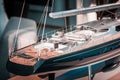 Luxury, in scale, model yachts. Sailing life, big projects, future plans. Naval design and engineering in detail. Royalty Free Stock Photo